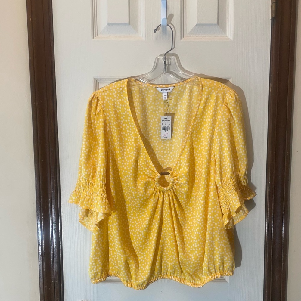 Express Yellow Polka Dot Blouse
